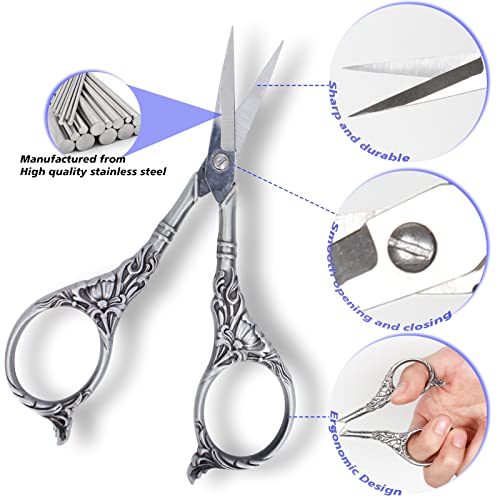 BIHRTC Embroidery Sewing Scissors Stainless Steel for Cross Stitch Cutting - color: Ancient Tin Color, size: 4.5 IN
