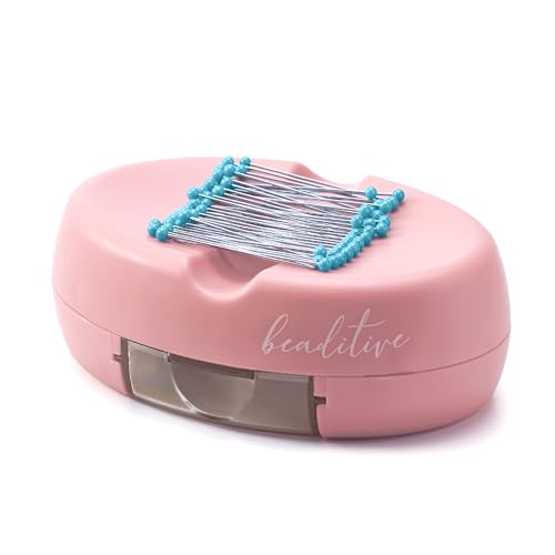 Beaditive Magnetic Pin Cushion with Drawer - Strong Magnet Pin Holder Cushions for Sewing - 50 Glass Head Quilting Pins Included - Chic Pincushion Caddy for Sewing Pins, Paper Clips, Screws – Pink - color: Pink
