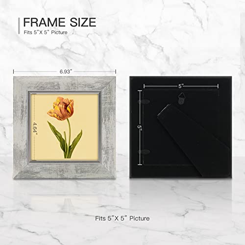 XUANLUO 5x5 Picture Frames Set of 4,Rustic Retro Photo Frame(White) - color: White-4pcs, size: 5 x 5 inch