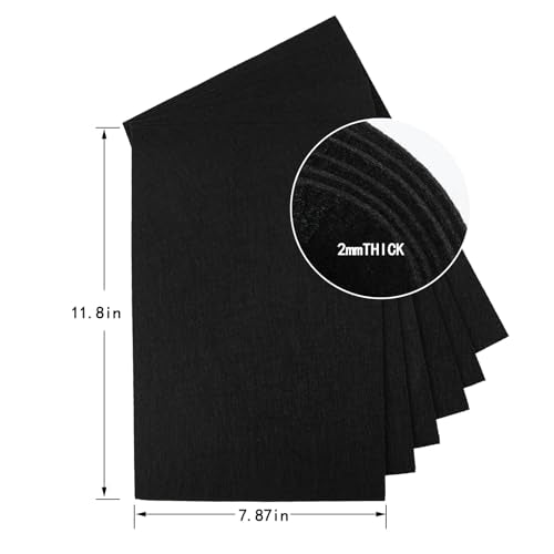HaoFeiJH Black Felt Squares - 6PCS Felt Sheets - 8x12 A4 Stiff, 1 Color, 2mm Thick, Ideal for Sewing & Crafts - color: 2mm Black