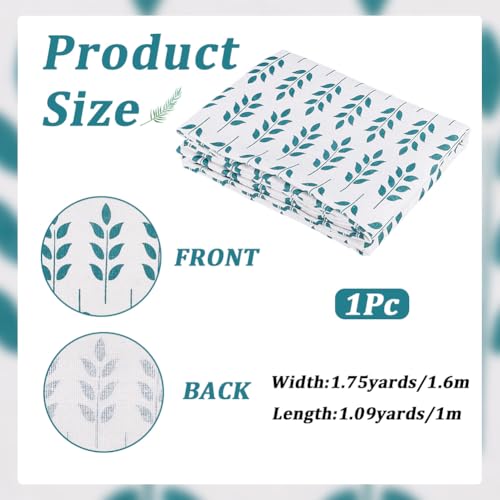 1.75 Yards Floral Patterned Fabrics Rectangle Leaves Printed Light Colored Cloth Green Leaf Print Quilting Square Polycotton Fabric for Sewing Making Tablecloth Upholstery DIY Craft Supply - size: 1600MM, style: Leaf