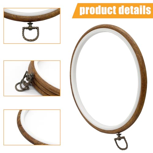 Auvotuis 9 Inch Round Embroidery Hoops, 3Pcs, Imitated Wood