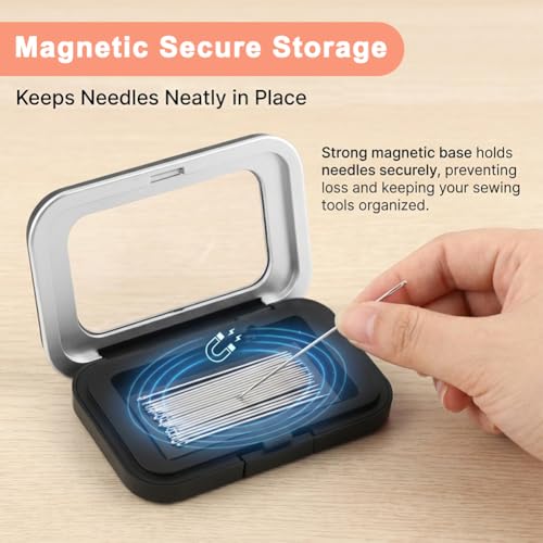 Magnetic Needle Holder Case, 3 Pack Sewing Needle Organizer Box with Snap Closure and Threader, Pin Storage Case for Sewing, Quilting and Crafts