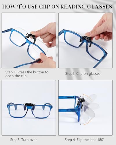 Copkim 6 Pairs Clip-On Reading Glasses, Flip-Up Blue Light Blocking - color: Classic Color
