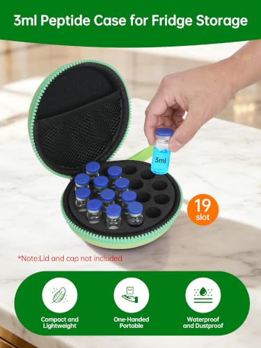 19-Slot Peptide Case for Fridge ＆Travel, Peptide Storage Case for 3ML Vials - color: Green