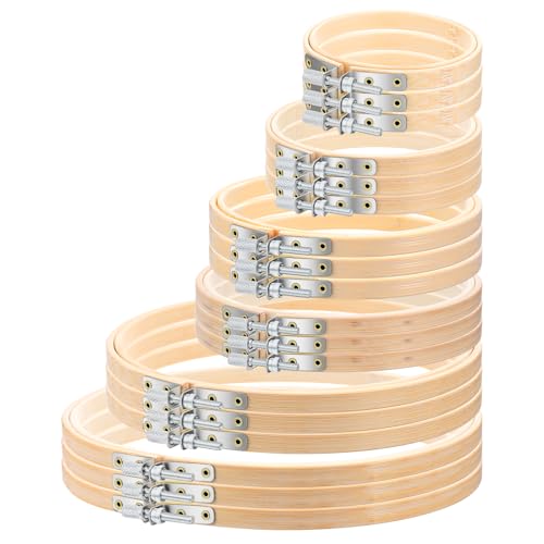 Ckhoid 18PCS Bamboo Embroidery Hoops Set Wood Circle Hoop Ring