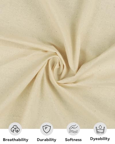 100% Cotton Muslin Fabric, 63 inch x 2 Yards, Unbleached - color: Natural, size: 2 YARD