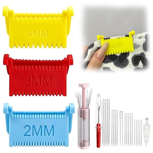 3PCS Sewing Ruler Clip-On Guide, Magnetic Needle Case Sewing Kit Set