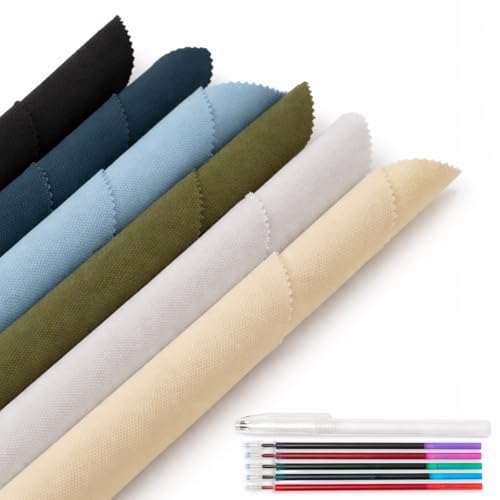 KEPYDRMTF Embroidery Fabric Kit with Water-Soluble Pens - 24pcs (6 Cotton Fabric Squares 11.8"x11.8" + 6 Colored Pens) | for Embroidery Projects, Upholstery Decoration & DIY Crafts (12 PCS) - size: 12 PCS