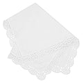 Milesky White Wedding Handkerchief Pure Cotton, Soft Ladies Hanky with Crochet Lace - color: Ch05