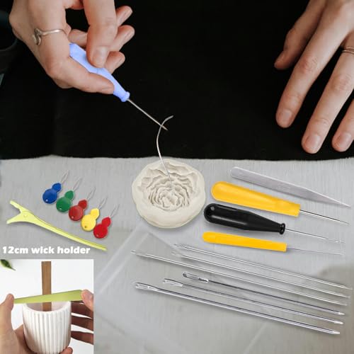 18PCS Candle Punch Tool Professional Candle Wick Needle for Silicone Molds and Candles,Hook Punch Needle Wick for Molds,Candle Making Supplies for Beginner - color: 18PCS