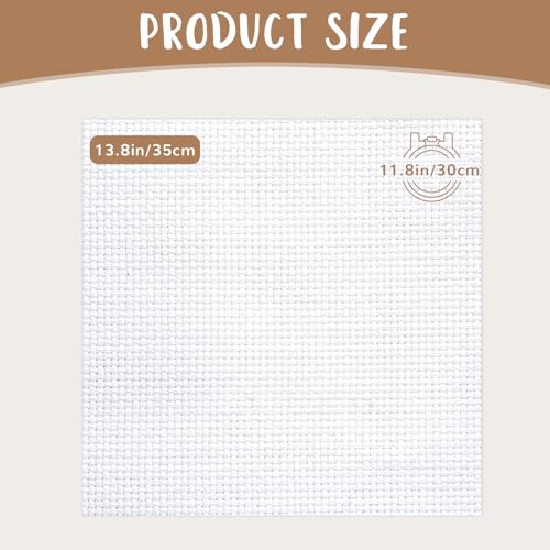 10 PCS White Aida Cloth 14 Count Cross Stitch Fabric (13.8×13.8 Inch) - size: 13.8 × 13.8 Inch