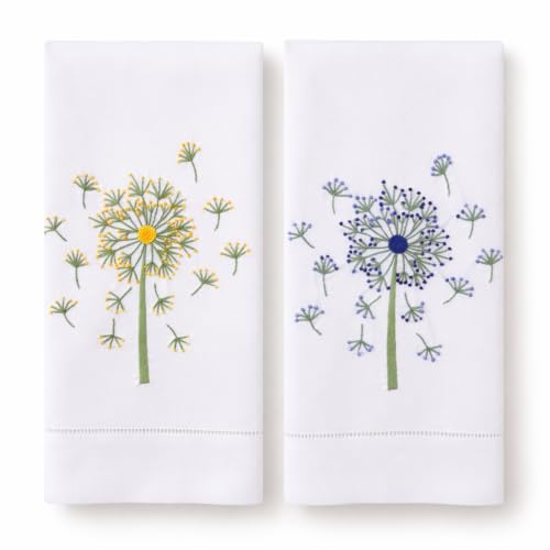 Bathroom Hand Towels Set of 2, Yellow Purple Dandelion - color: 1155 - Yellow Purple Dandelion