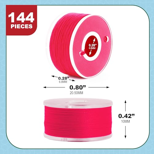 Mandala Crafts Hot Pink 15J SA156 Prefilled Bobbin Thread, 144 PCs - color: Hot Pink, size: Size A 144 X 142 Yards