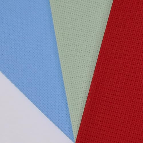 KCS 3 pc of 12" x 18"(30cmx45cm) 16CT Counted Cotton Aida Cloth Cross Stitch Fabric (Light Blue+Light Green+Red) - color: Light Blue+light Green+red