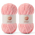 Chenille Blanket Yarn for Crocheting Size 5 Bulky Yarn 2 Pack Pink - color: 2 Pink