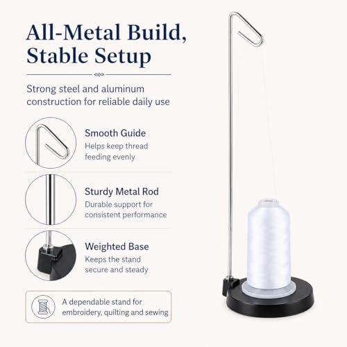 Simthread Metal Thread Spool Holder Stand for Embroidery Black - color: Black