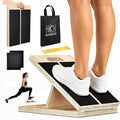 Wooden Slant Board for Calf Stretching, Adjustable Calf Stretcher Incline Wedge for Squats, Foot Ankle Heel Leg Stretch, Physical Therapy Balance Board, Portable with Carry Bag & Loop Band