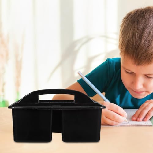 NUOBESTY Classroom Storage Caddy with Handle Portable 3 Compartment Art Supplies Caddy Plastic Organizer with Handle for Teacher Supply Storage Kids Craft Organizer Office and Home Use