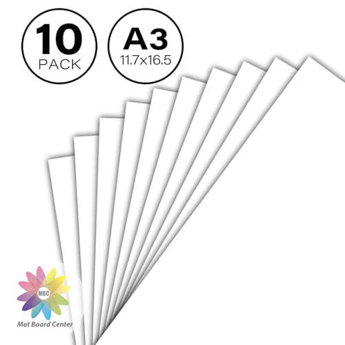 Mat Board Center 11.7x16.5 Backing Boards, White Backboards for A3 Frames - size: 11.7x16.5 (A3)