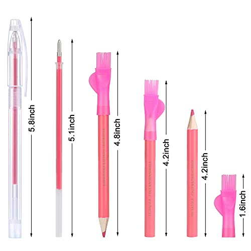 CampTek Tailors Chalk & Fabric Markers for Quilting - 10PCS Tailor's Chalk, 4PCS Heat Erasable Pens with 4 Refills, 3 PCS Sewing Fabric Pencils