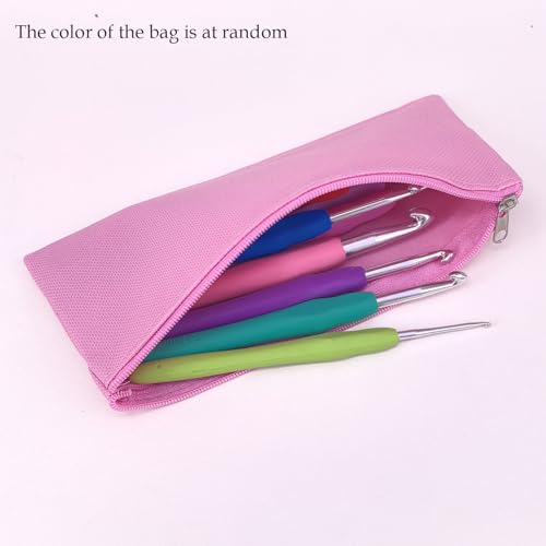 12PCS Aluminum Crochet Hooks Knitting Needles Craft Yarn,with Ergonomic Non-Slip Handles - color: 12 Colors