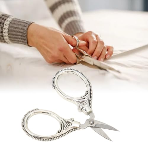 Stainless Steel Scissors Little Portable Vintage Embroidery Scissors for Sewing Crafts Artwork Cross Stitch Cutting Handmade DIY Tools(Silver bronze) - color: Silver Bronze