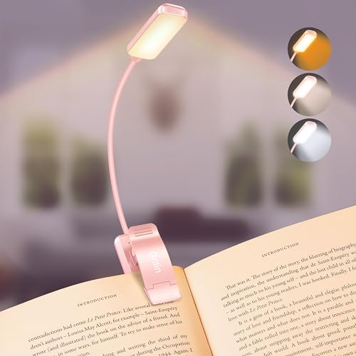 Gritin 9 LED Rechargeable Book Light for Reading in Bed - color: Pink