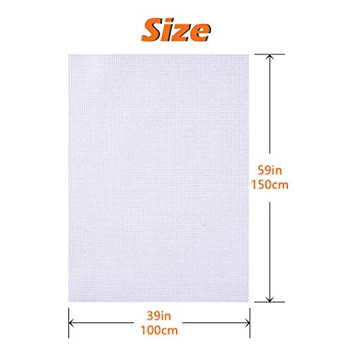 White 14 Count Aida Cloth Cross Stitch Fabric, 59 x 39 Inch White Embroidery Fabric Cotton Needlepoint Canvas for Counted Cross Stitch, DIY Needlework, Embroidery Cloth, Crafts and Home Decoration - size: 14 CT-1Pcs