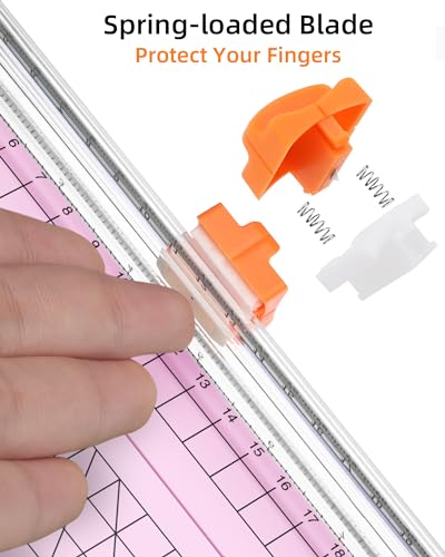 Firbon A5 Paper Cutter, Small Straight Paper Trimmer with Side Ruler - color: A5-pink