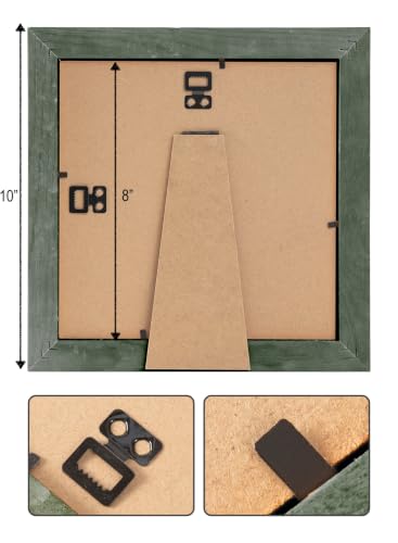 Rustic Wooden Square Picture Frames 8x8 - Set of 2-100% Natural Solid Eco Wood with Real Glass for Wall Mounting and Tabletop Photo Frame - Green - color: Green