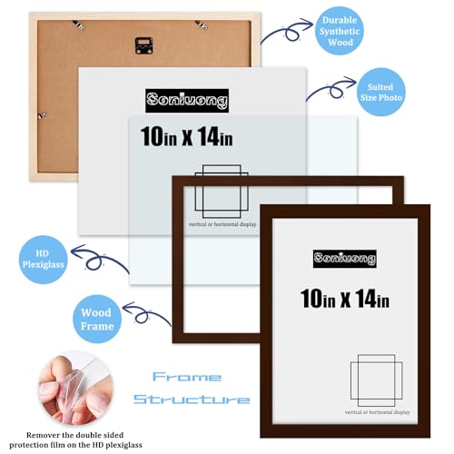 10x14 inch Wood Picture Frames for Wall Hanging,Diamond Painting Frames Rectangle Baby Scan Picture Frame for Family Walls Decoration,Anniversary,Wedding,Christmas,Halloween,Shower,Certificate (Brown) - color: Brown, size: 10x14 inch