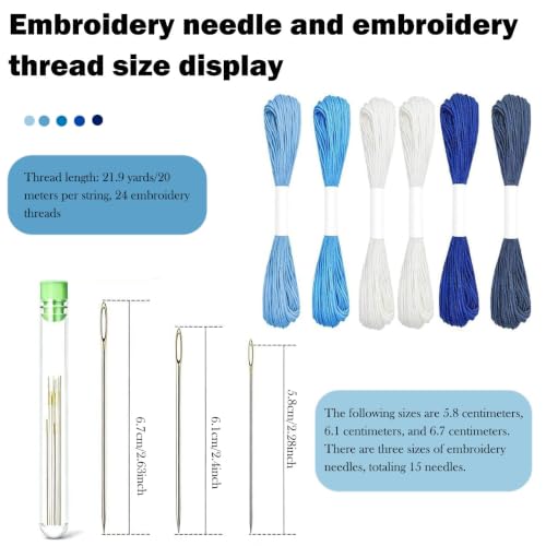 61 Pcs Sashiko Thread Kit with Plastic Sashiko Stencil, Embroidery Kit Fits for Sashiko Stitching, Hand Quilting Mending Supplies, Japanese Sewing Patterns for Beginners Visible Mending Kit Set