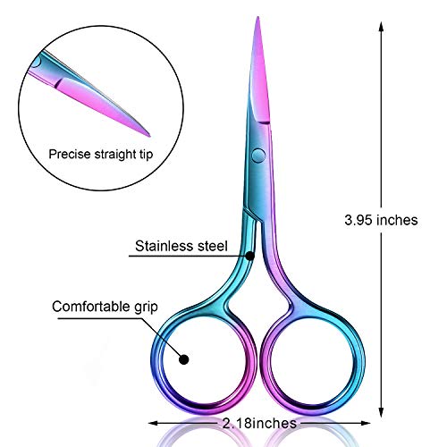 Mudder 3 Pack Small Eyebrow Nose Scissor Stainless Steel Scissor, Rainbow - color: Rainbow Color