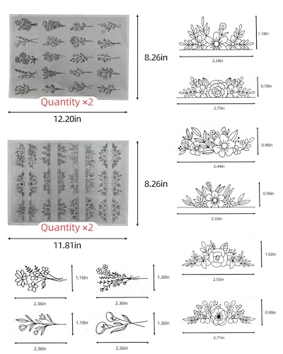 88 Pcs Water Soluble Hand Sewing Stabilizers，Embroidery Stick and Stitch Embroidery Paper Wash Away，for Embroidery Stabilizers Flower Patterns，for Hand Sewing Lover Beginners（Plants Flowers) - color: Grass/Grass*2
