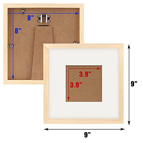 WUTL 8x8 Picture Frames Solid Wood 4x4 Square Frame with Mat Grain 6 Pack - color: Grain, size: 8x8