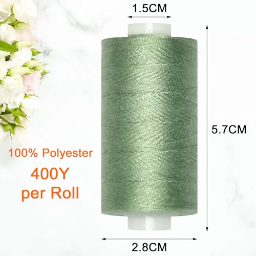 All Purpose Sewing Thread-2 Spools of Hand Polyester Sewing Thread for Sewing Machine for Hand and Machine Sewing(Celadon Green, 2 spools) - color: Celadon Green