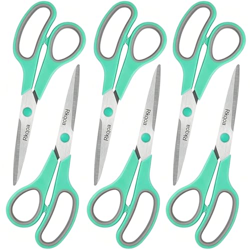 Scissors Set of 6 Pack, 8" All Purpose Sharp Shears for Everyday Use - color: Light Green 6 Pack