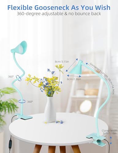 Clip on Light USB Reading Light, Eye Care Dimmable Reading Lamp Teal - color: Teal