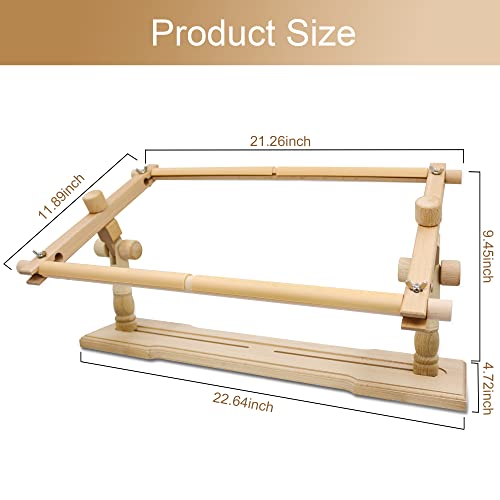 Adjustable Beech Wood Embroidery Stand - Guofa Rotated Cross Stitch Needlepoint Holder, Quilting Tapestry Scroll Hoop Frame for Craft Sewing