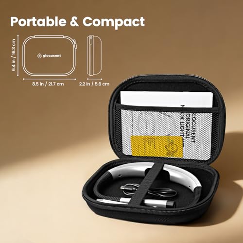 Glocusent Neck Light with EVA Case,Bendable&Rechargeable Book Light - color: Gray-EVA