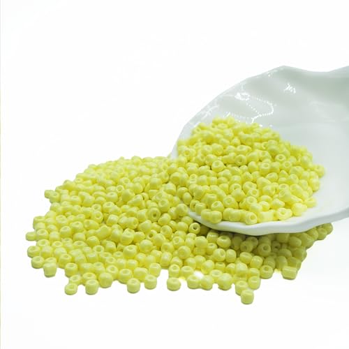 6/0 Craft Glass Seed Beads Bulk, 4mm 1000 Pcs Colorful Bracelet Beads Small for Jewelry Making, Waist, Hair, Neckalce Ring Earring DIY Art (Yellow) - color: Yellow