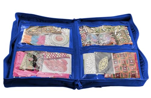Yazzii Quilter’s Project Bag with 19 Pockets - Portable Storage Tote Bag Organizer -Storage Organizer for Quilting, Patchwork, Embroidery, Needlework, Papercraft - Royal Blue - color: Royal Blue