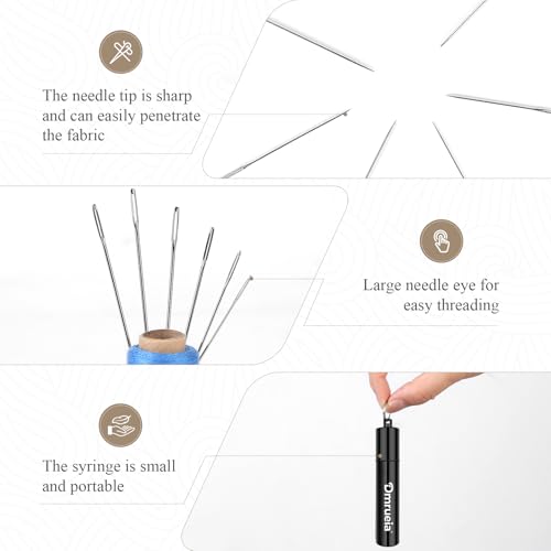 Dmrueia 60 Pcs Large Eye Embroidery Needles, 6 Sizes Hand Sewing Needles, Quilting Needles with Aluminum Tube, Sharp Needles for Art Crafts.