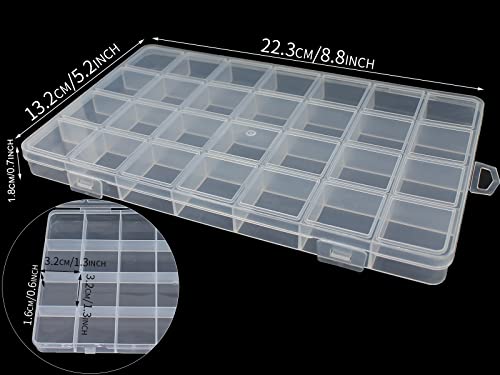 4Pack 28-Grid Clear Storage Boxes with Fixed Dividers for Beads - size: 4pcs 28 Grids