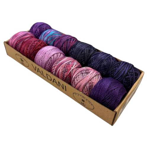Valdani Pearl Cotton Sz 12 | Accents 3 - Purple Splash | 12 Balls 109 Yds - color: Accents 3 - Purple Splash S12, size: 12