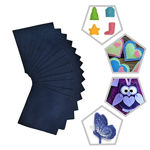 Jtnohx Soft Felt Fabric Flexible Craft Felt Sheets Dark Blue 6" 20Pcs 1.4mm - color: Dark Blue