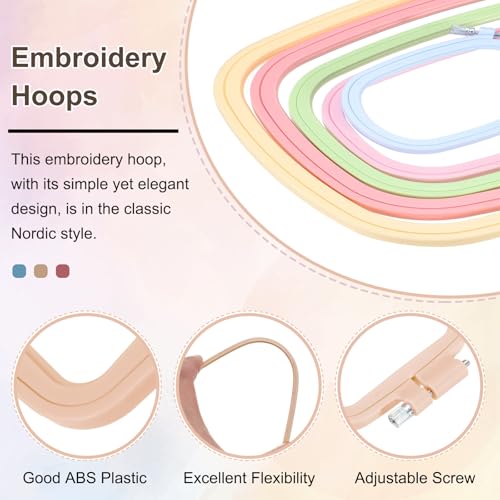 PATIKIL 5 Pieces 2.8" x 3" Square Embroidery Hoops, Adjustable Cross Stitch Hoops Ring ABS Plastic Embroidery Frame Punch Needle Hoop for Sewing, Needlework, DIY Craft, Beige Yellow - color: Beige Yellow, size: 2.8" x 3"