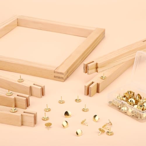 12pcs Needlepoint Stretcher Bars for Needlework, Mini Wooden Canvas Stretcher Bars Frame with Thumb Tacks for Embroidery Cross Sewing Crafts Painting Art Supplies Accessories