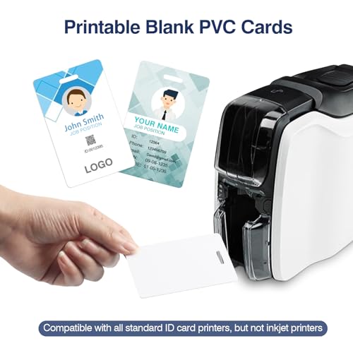 50 Pack Premium Blank PVC Cards with Slot Punch on Short Side - Vertical Slot Punch Blank ID Cards- CAETOUNG CR80 30 Mil Graphic Quality White Plastic Cards for Photo ID Badge Printers - color: 50pack